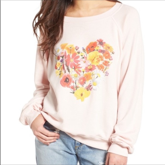 Wildfox Tops - Wildfox Pink Floral Heart Sweatshirt